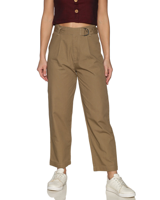 Buy Khaki High Waist Cotton Pants online