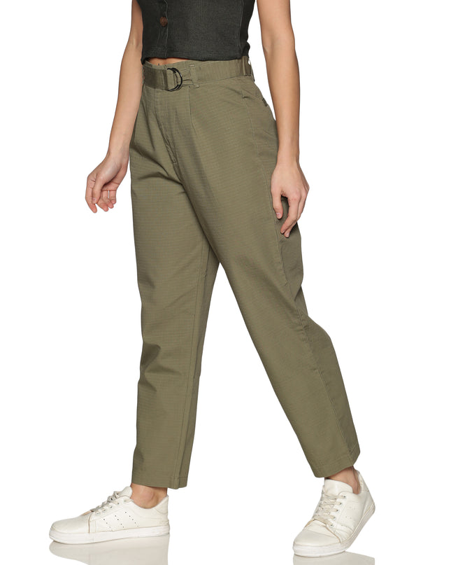 Shop Olive High Waist Cotton Pants online