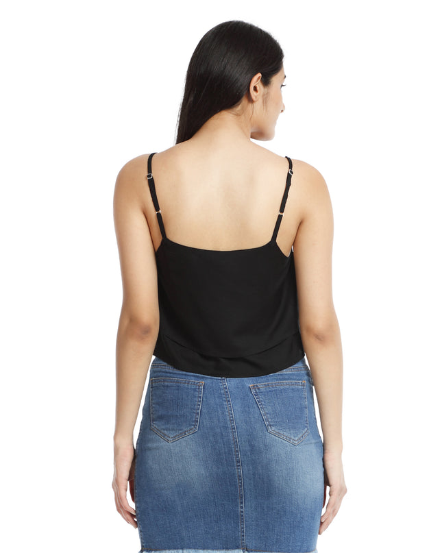 Shop Layered crop top Black online