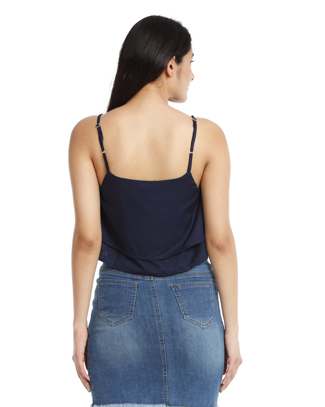 Stylish Layered Crop Top in Blue - Shop Now!