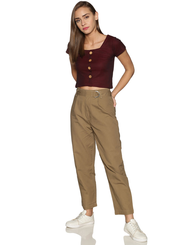 Explore Stylish Khaki High Waist Cotton Pants Online