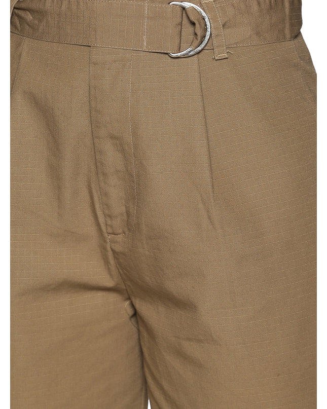 Khaki High Waist Cotton Pants: Online Purchase Options