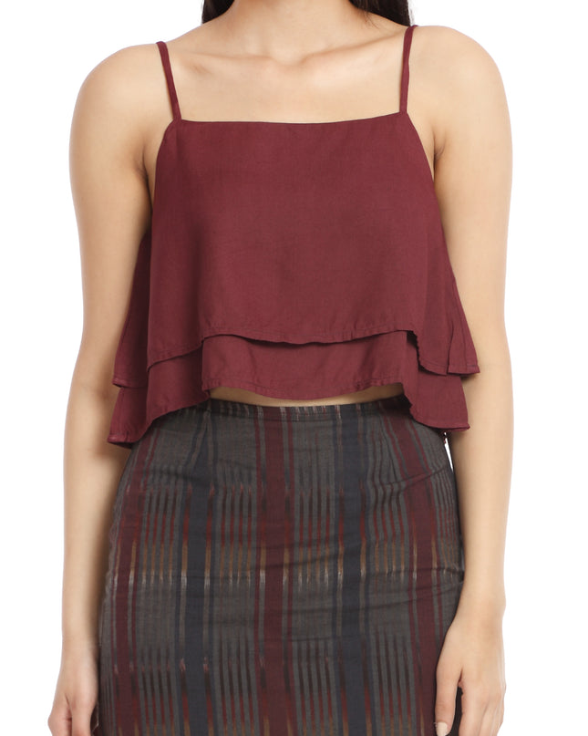 Get Your Style: Layered Crop Top in Maroon