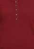 Maroon Knit Half Sleeves Round Neck Top with Buttons - GENZEE