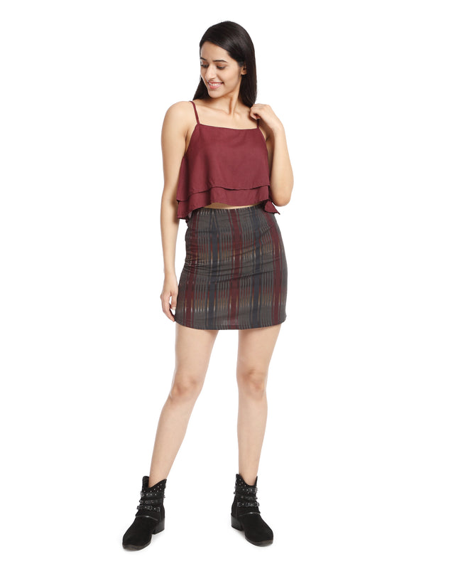 Online Store: Maroon Layered Crop Top