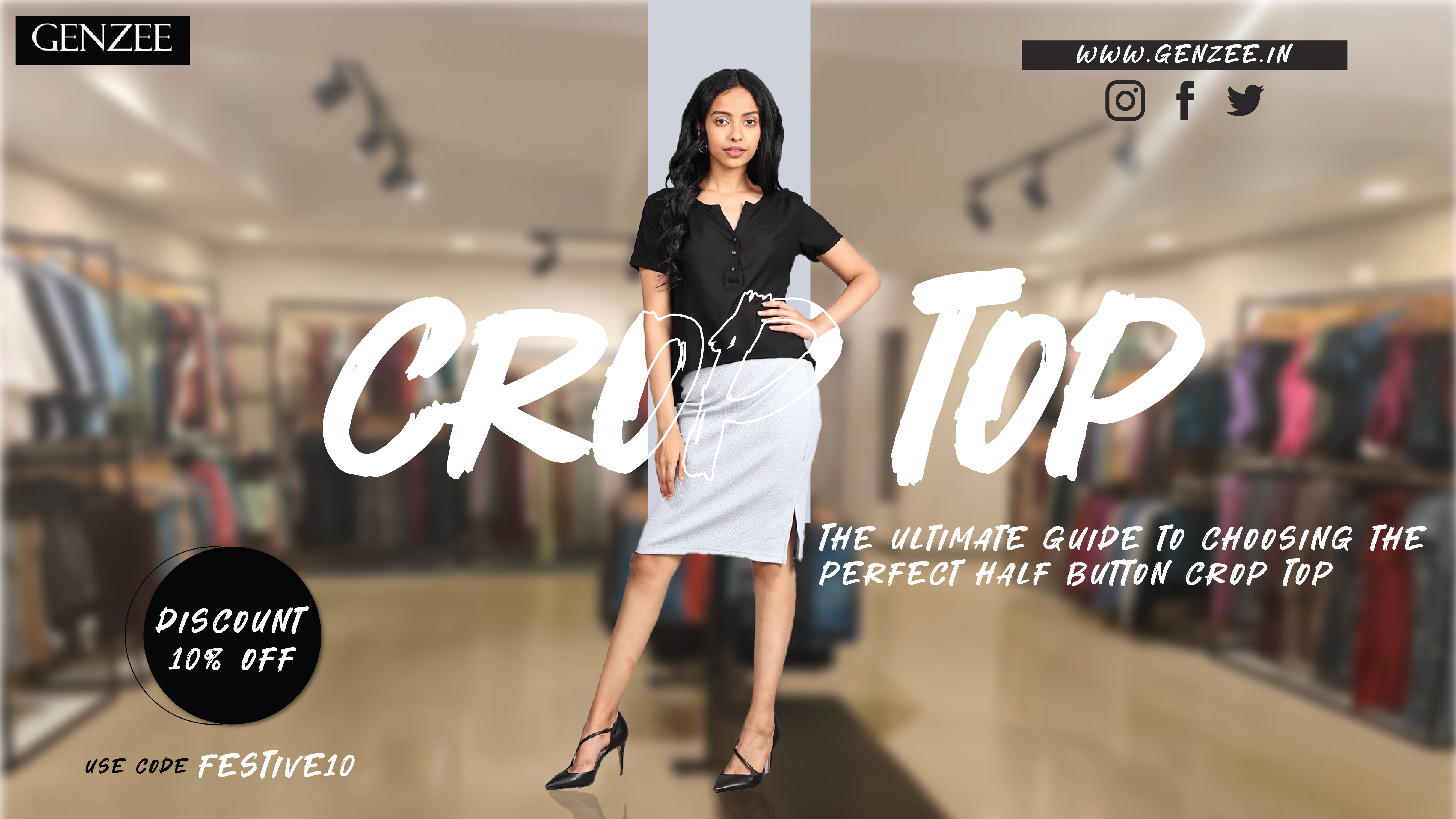 Buy half button crop top Online