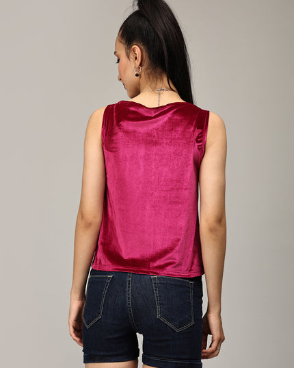 Find Pink Velvet Cowl Neck Top Online