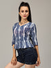 Purchase White &amp; Blue Viscose Top Online