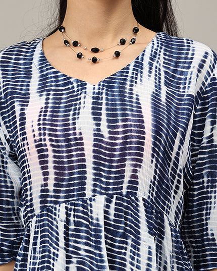 Find White &amp; Blue Viscose Top Online