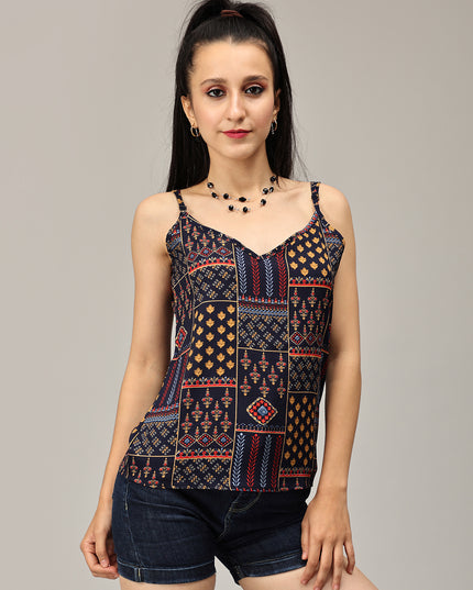 Buy Navy Crushed Spaghetti Top Online