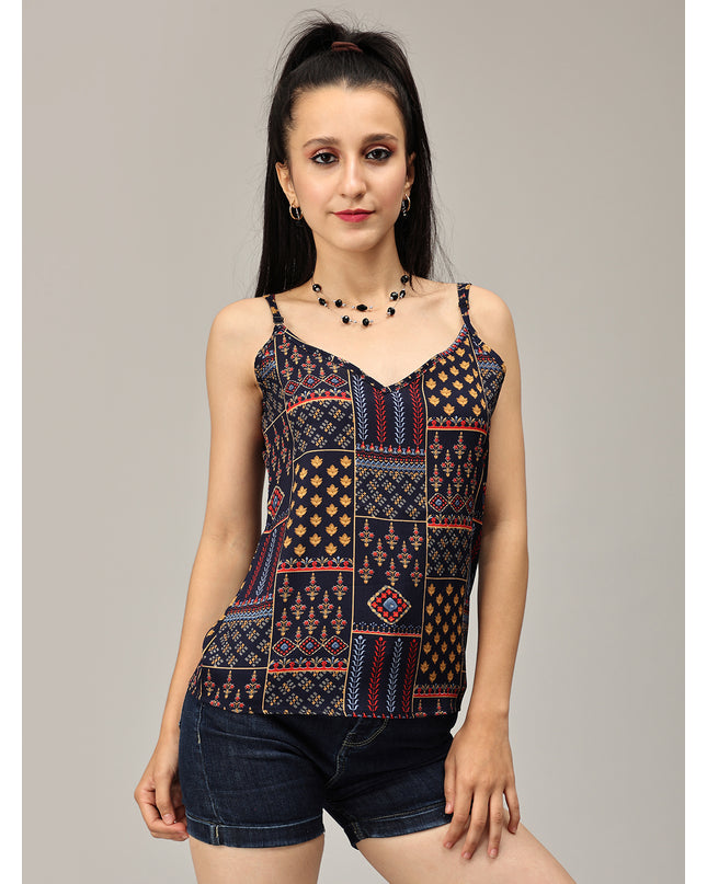 Buy Navy Crushed Spaghetti Top Online