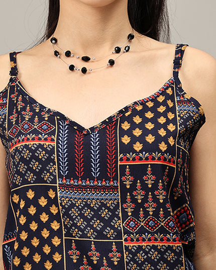 Buy Navy Crushed Spaghetti Top on the Web