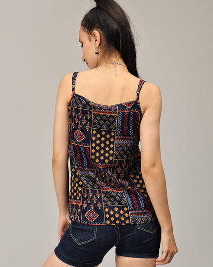 Order Navy Crushed Spaghetti Top Online