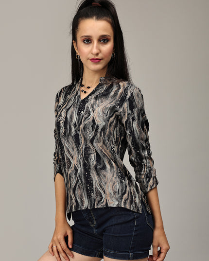Buy Black Abstract Print Top Online