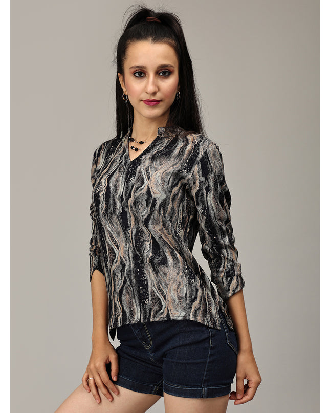 Buy Black Abstract Print Top Online