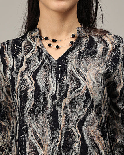 Select Black Abstract Print Top Online