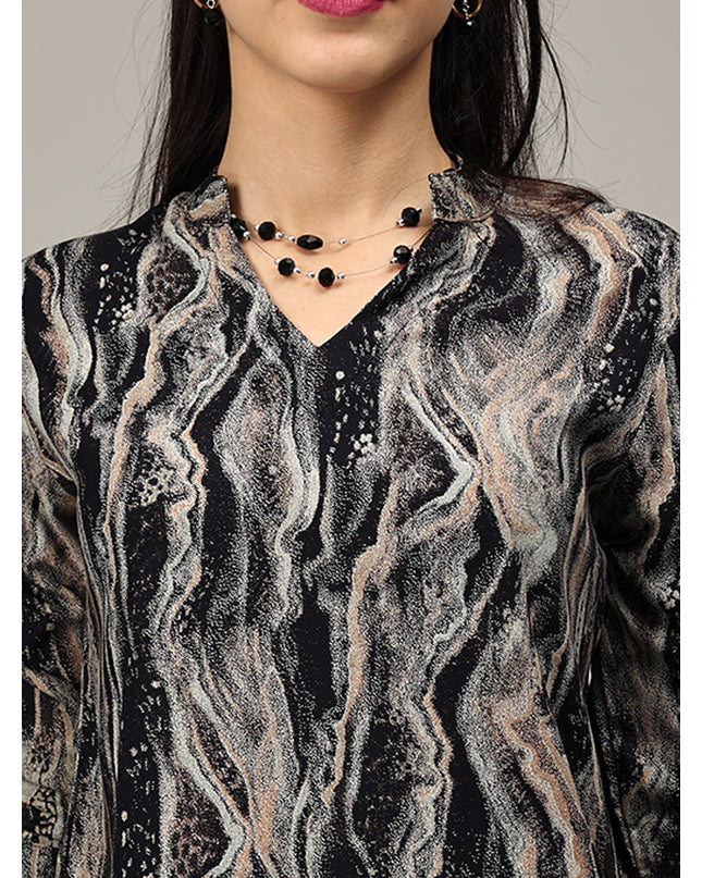 Select Black Abstract Print Top Online