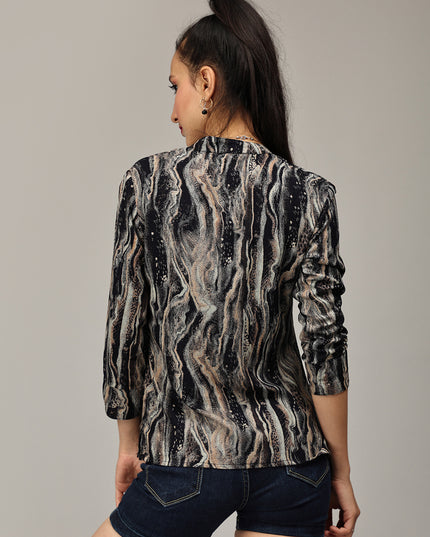 Find Black Abstract Print Top Online
