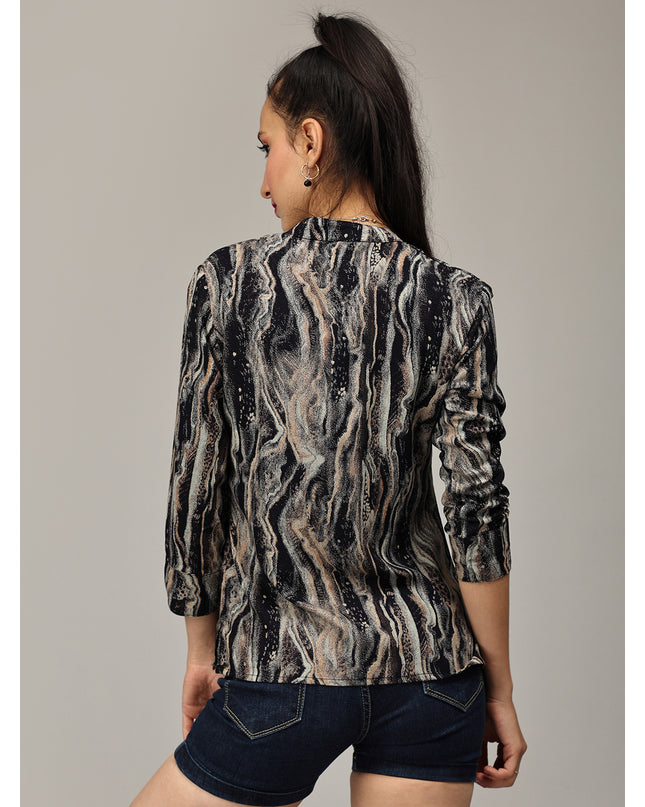 Find Black Abstract Print Top Online
