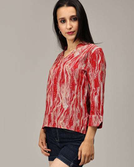 Buy Red Abstract Print Top Online