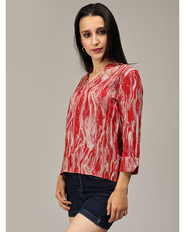Buy Red Abstract Print Top Online