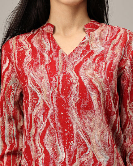 Shop Red Abstract Print Top Online