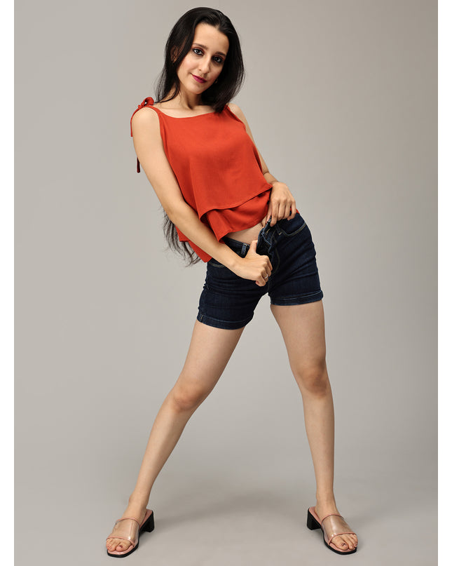 Shop Rust Shoulder Knot Top online
