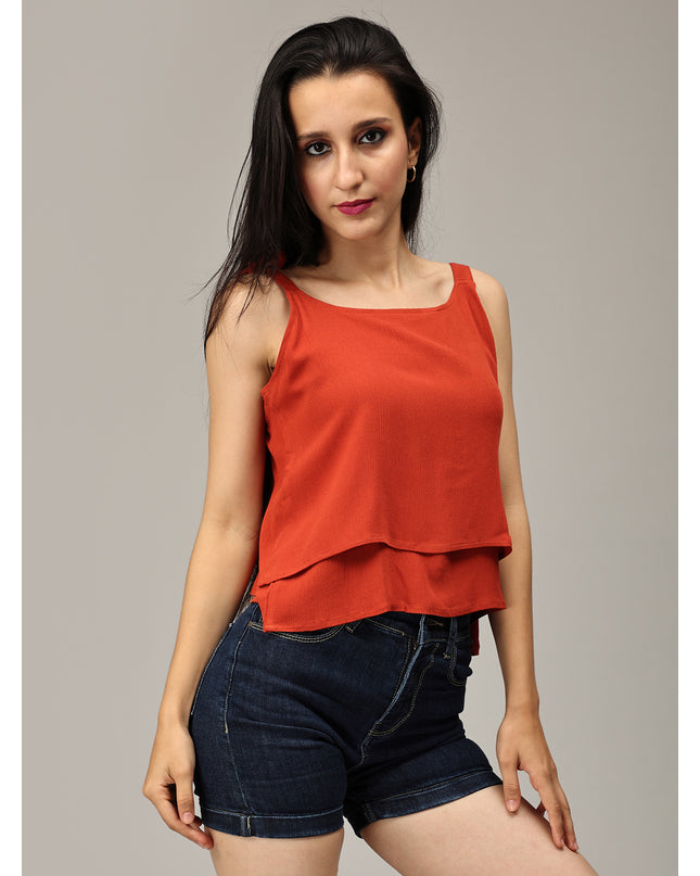 Purchase Rust Shoulder Knot Top Online