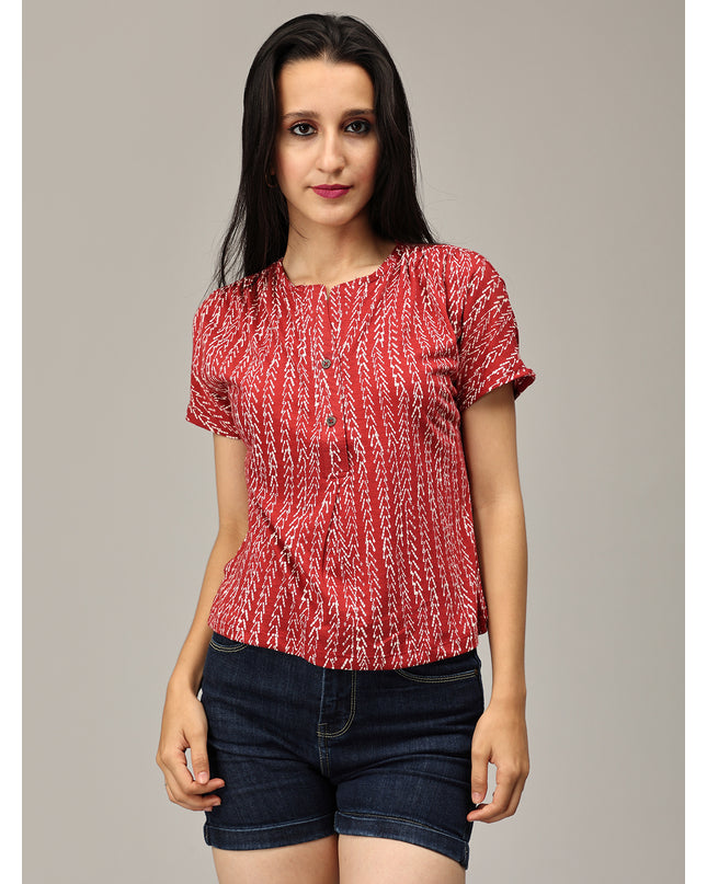 Shop Flowy Maroon Printed Top 
