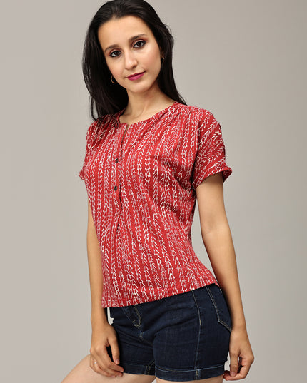 Buy Versatile Maroon Printed Top Online