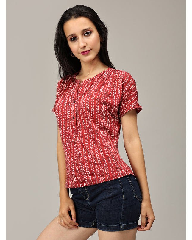 Buy Versatile Maroon Printed Top Online