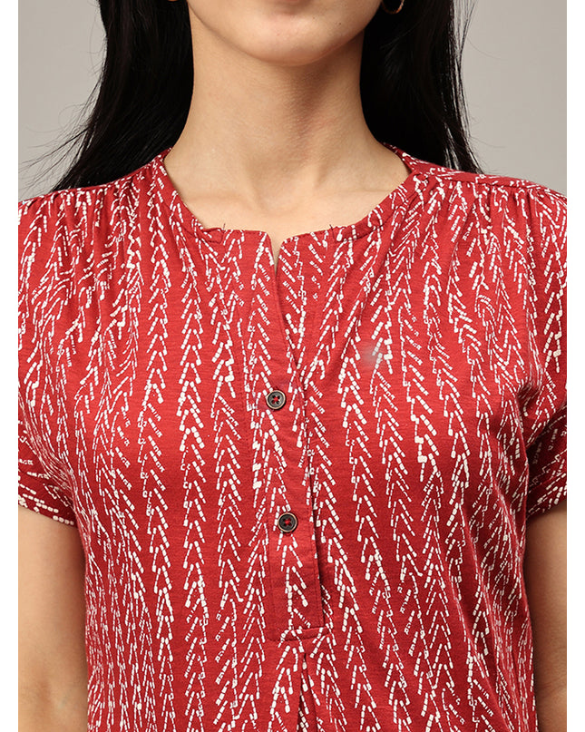 Soft Maroon Printed Top Available Online