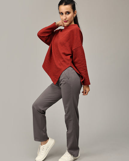 Shop Maroon Asymmetric Sweatshirt online