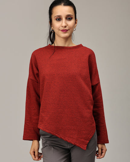 Buy Maroon Asymmetric Sweatshirt online