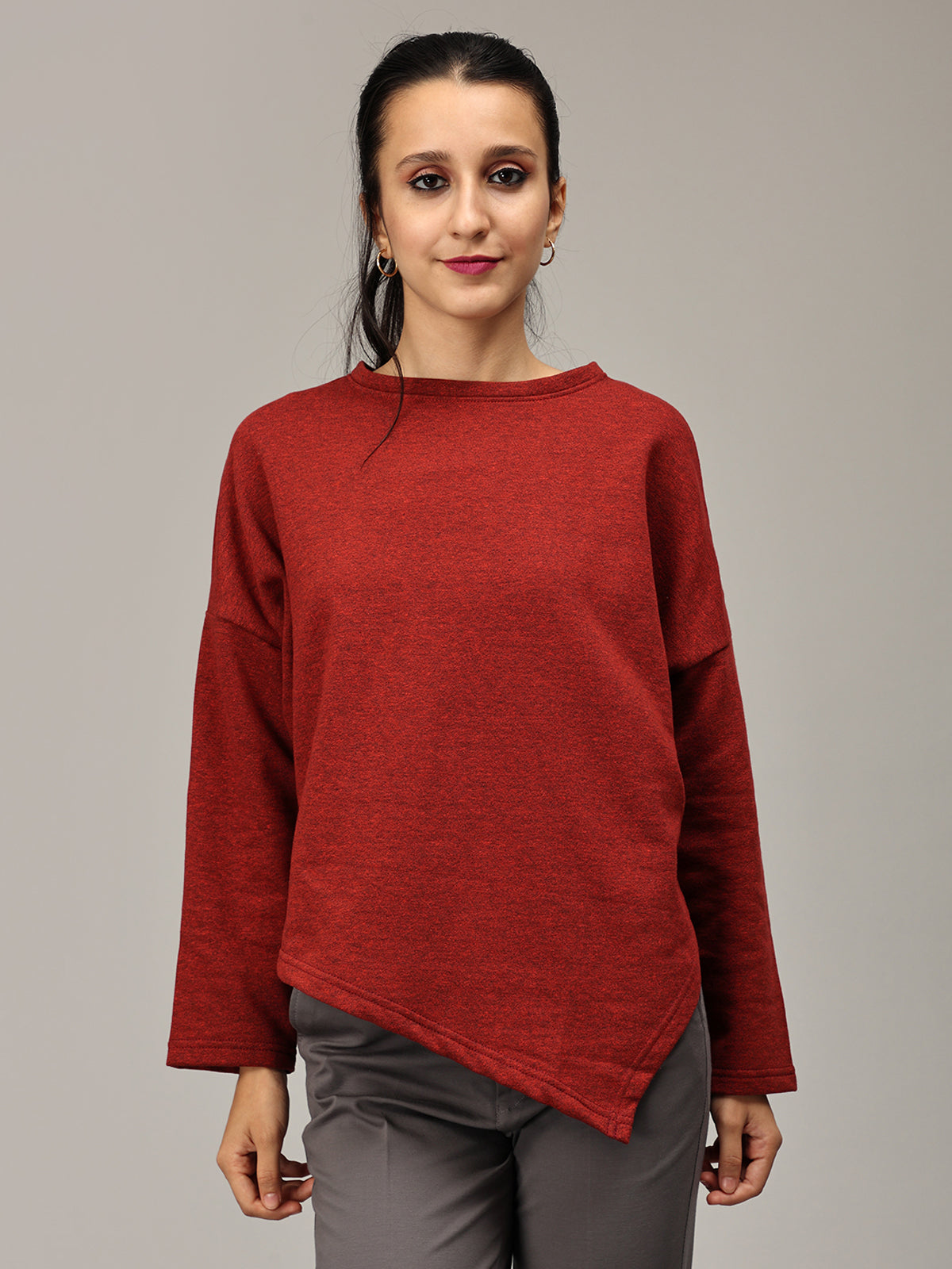 Buy Maroon Asymmetric Sweatshirt online