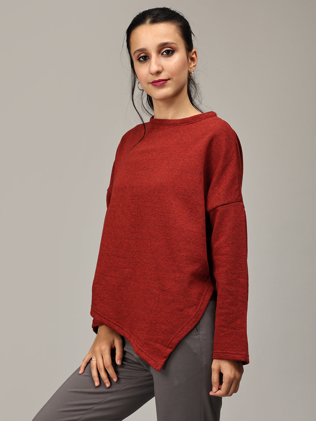 Maroon Asymmetric Sweatshirt: Elevate Your Style Online