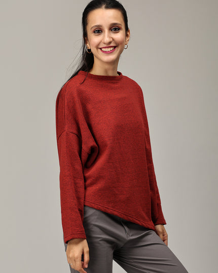 Online Store: Get Your Trendy Maroon Asymmetric Sweatshirt
