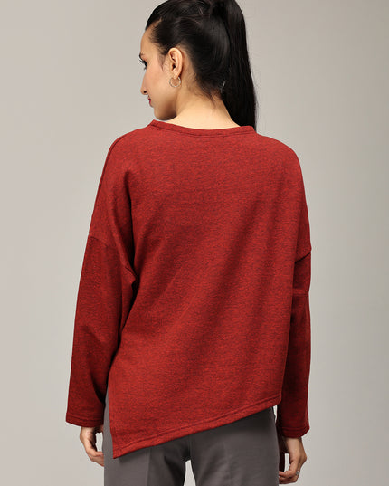 Browse & Purchase: Maroon Asymmetric Sweatshirt Online