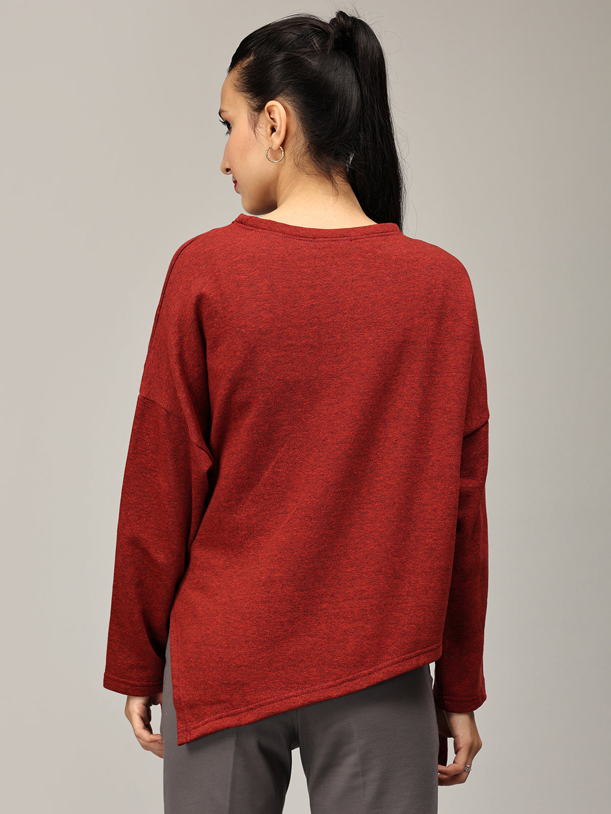 Maroon Asymmetric Sweatshirt