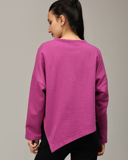 Online Exclusive: Get Your Hands on the Trendy Purple Asymmetric Sweatshirt