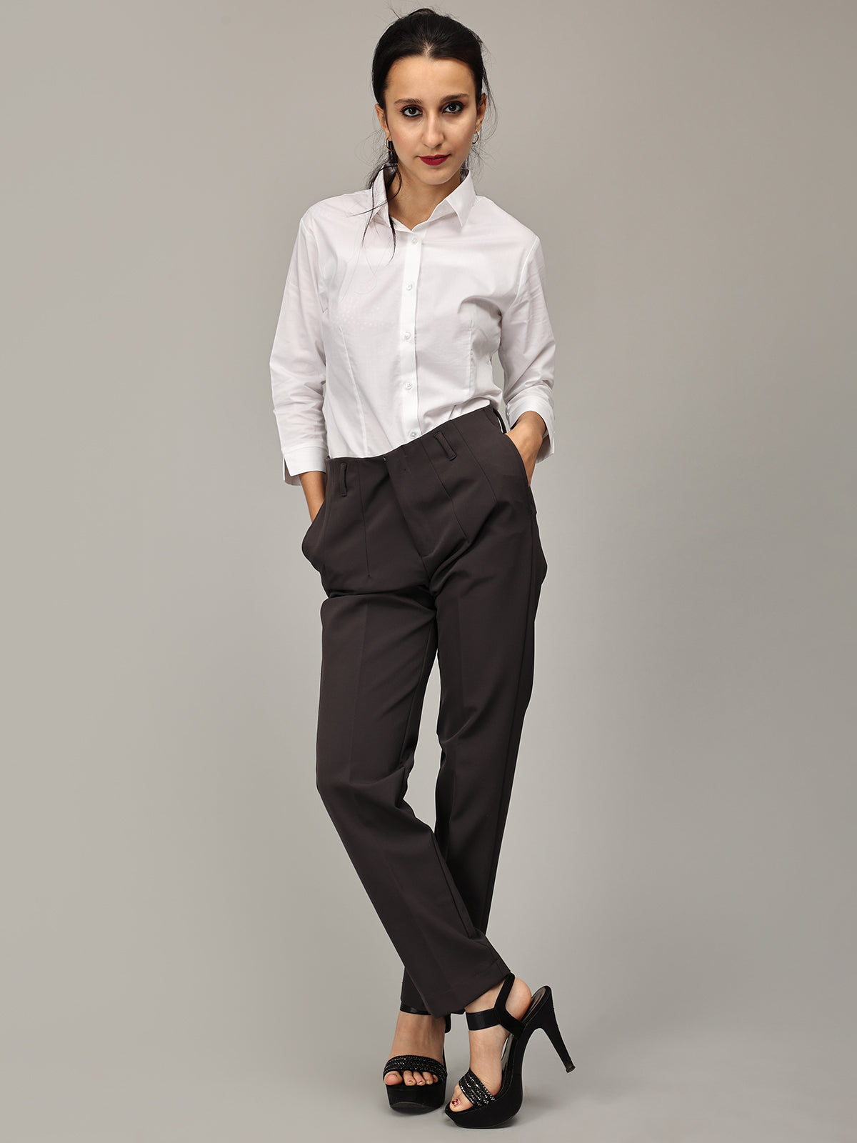 Dark Grey Formal Pants Without Waist Band