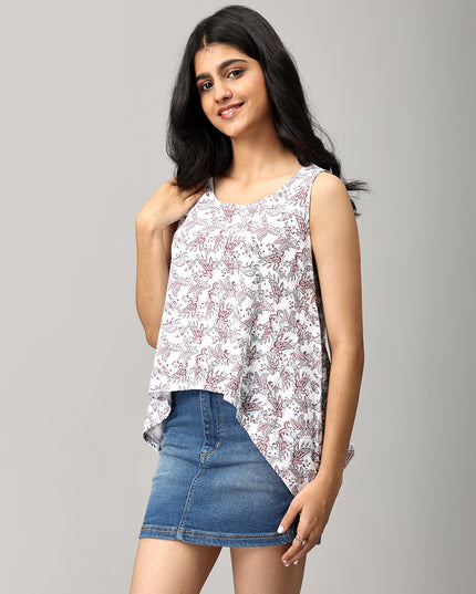 White Knit Asymmetric Top