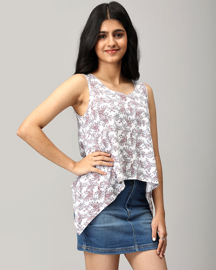 White Knit Asymmetric Top