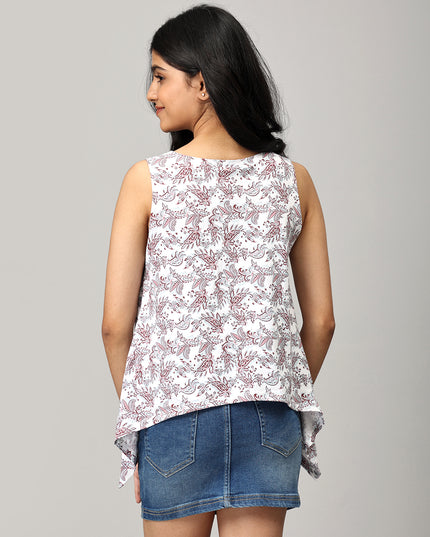 White Knit Asymmetric Top