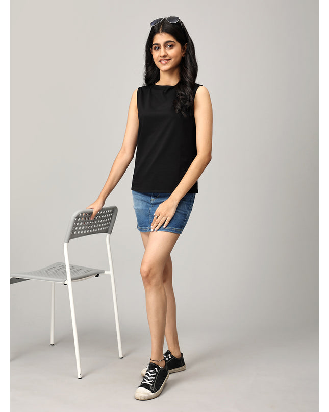 Black Knit Boat Neck Top