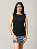 Black Knit Boat Neck Top