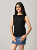 Black Knit Boat Neck Top