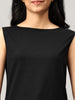 Black Knit Boat Neck Top