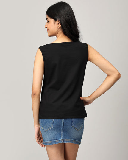 Black Knit Boat Neck Top