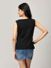 Black Knit Boat Neck Top